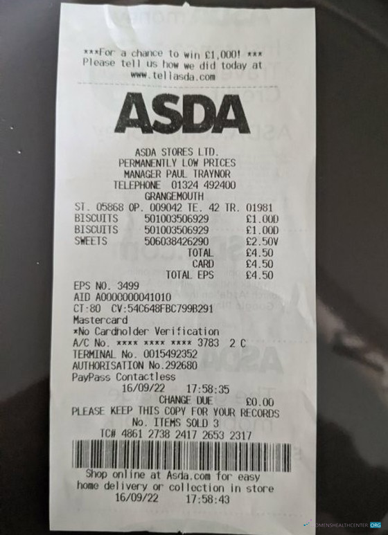 Download ASDA stores payment receipt Photoshop template